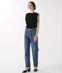 BLACK ストレートデニムパンツ ブルー