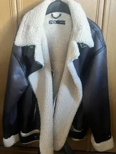 ZARA ブラウン シェルパ襟 レザージャケット