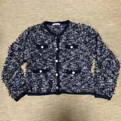 Herlipto 小嶋陽菜　ツイードニットカーディガン M ブルー 人気完売品 Herlipto 小嶋陽菜 ツイードニットカーディガン M ブルー 人気完売品