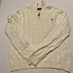 【美品】POLO RALPH LAUREN ケーブルニット ハーフジップ（L）