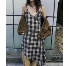 チェック柄アシンメトリックキャミワンピース ZARA