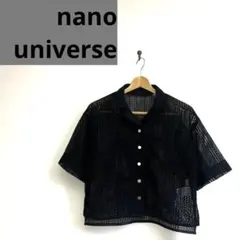 美品　ナノユニバース　LB.03/ラッセルレース開襟ブラウス Mサイズ　ブラック