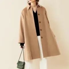 美品 BEAUTY&YOUTH ビーバーテントコート ロング ベージュ S