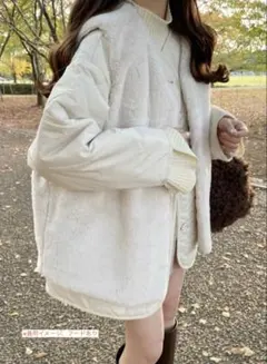 GRL フード付きアイボリーベスト Fサイズ