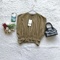 ✨タグ付き✨ ザラ ノースリーブ ギャザー ベルトデザイン S カジュアル 春