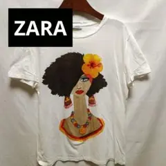 ZARA 刺繍Tシャツ ホワイトM