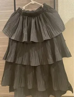 プリーツティアードスカート ロングスカート 黒