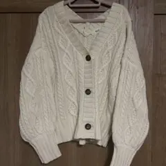 ★BEAMS HEART ★アイボリー ケーブルニットカーディガン