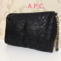 【美品】a.p.c アーペーセー　ゴートレザー　黒　編み込みレザー　ハンドバッグ