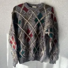 メンズ　ニット　セーター　総柄　チェック