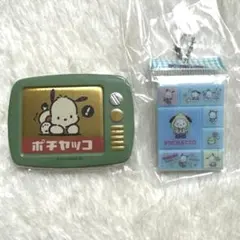サンリオ タイルシール ミニチュアチャーム　テレビ型缶バッジ　ポチャッコ