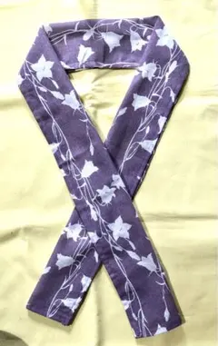 紫色 花柄 半衿　てぬぐいリメイク