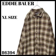 エディーバウアー タータンチェック柄長袖シャツ フランネルシャツ ベージュ XL