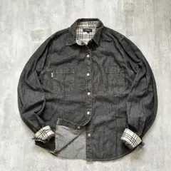 D886 BURBERRY デニムシャツ ノバチェック L 黒 長袖のサムネイル