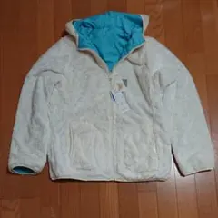 ☆新品未使用☆女児フード付きリバーシブルジャケット白&ブルー