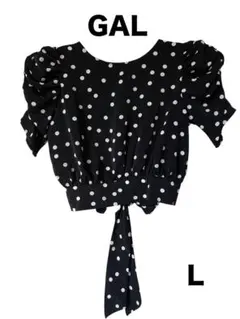 【おすすめ】GRL ドット柄 トップス 後ろリボン Lサイズ 肩くしゅくしゅ
