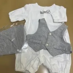 ロンパース・カバーオールセット（ボウタイ付き）綿100%