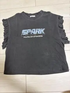 INGNI ロゴプリント フリル袖 Tシャツ チャコールグレー
