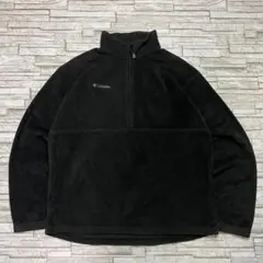 や*す様 Columbia ハーフジップ フリーススウェット ブラック 刺繍ロゴ