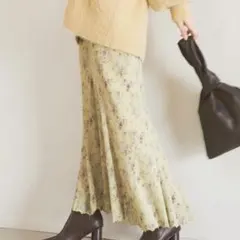 ココディール　フラワープリントスカート　花柄スカート　ロングスカート