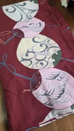 ワインレッド　中古浴衣　Lサイズ　美品