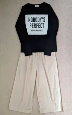 ピンクラテ ワイドパンツ レピピ 長袖 Tシャツ クリーム ブラック