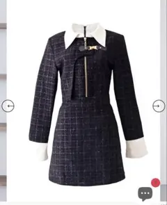 Randy アシンメトリーバックルツイードドレス