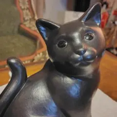 【存在感抜群】猫の置物 黒猫 オブジェ 高さ29cm インテリア 縁起物