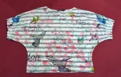 Desigual デシグアル 鳥柄ボーダー アートプリント Tシャツのサムネイル