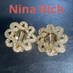 Nina Rich ニナリッチ　ラインストーン付きゴールドカラーイヤリング