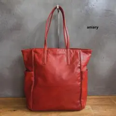 アニアリ　レザー　トートバッグ　大容量　赤　レッド　革　aniary