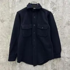 米軍　NAVY　メルトン　CPO 　長袖ウールシャツ　古着　ネイビー　紺　M相当