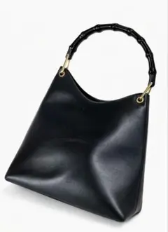GUCCI オールドグッチ バンブー ショルダーバッグ レザー ブラック　美品