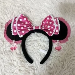 ミニーちゃん カチューシャ ピンク水玉 イヤリング
