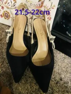美品✨ディオールスリングバックパンプス　34.5 黒　22 21.5