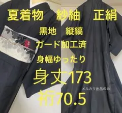 トールサイズ夏着物絹紗紬小紋 着丈173 裄70.5