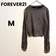 FOREVER 21 長袖 クロップド トップス 【M】 メタリックブラウン