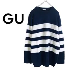 GU ジーユー メンズ ボーダーニット セーター Lサイズ