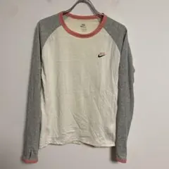 Nike 長袖ラグランTシャツ ホワイト/グレー/ピンク L