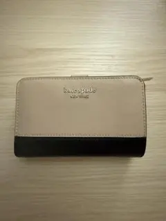 kate spade 二つ折り財布 ベージュ/ブラック