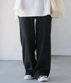 マタニティ　楽ゴムセルフカットパンツ ブラック