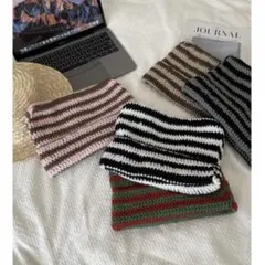 DEVICE 猫耳 Y2K ボーダー ニットキャップ スクエアワッチ ニット帽