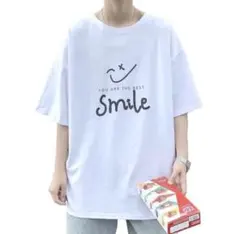 ホワイト　Lサイズ（日本サイズS）Tシャツ スマイル