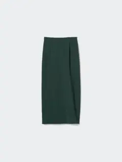 【UNIQLO】ストレッチダブルフェイスナロースカート ダークグリーン/0623