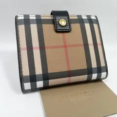 【極美品】バーバリー　折り財布　ノバチェック　ブラック　レザー　人気