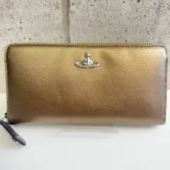 Vivienne Westwood 長財布 ラウンドファスナー レザー ゴールド