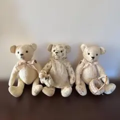 マニー テディベア アイボリー レース刺繍 ヴィンテージ インテリア雑貨のサムネイル