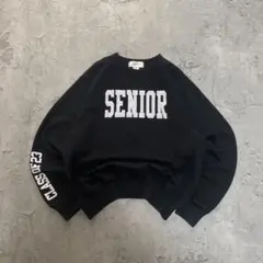USA古着 SENIOR アームプリント スウェット トレーナー ブラック