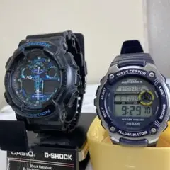 CASIO G-SHOCK GA-100アナデジ時計電波時計セット