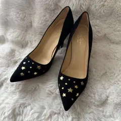 極美品✨ Kate Spade ゴールド　星スタッズ　ブラック　ハイヒール　23のサムネイル
